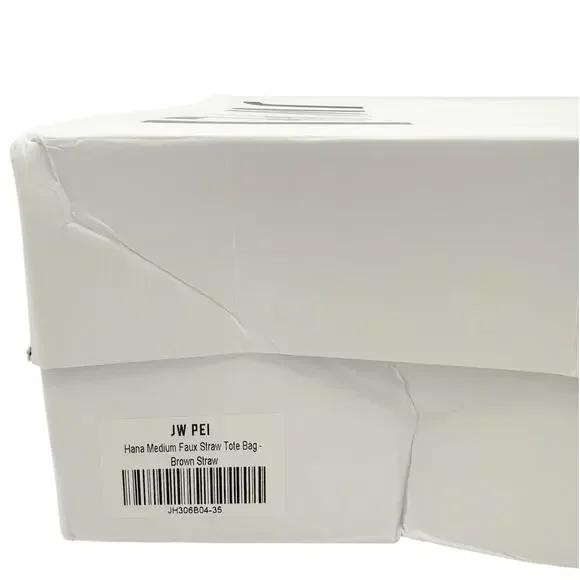 JW Pei Hana Medium Tote Bag in Tan Raffia Straw Black Trim Shoulder Bag Purse - Picture 12 of 15